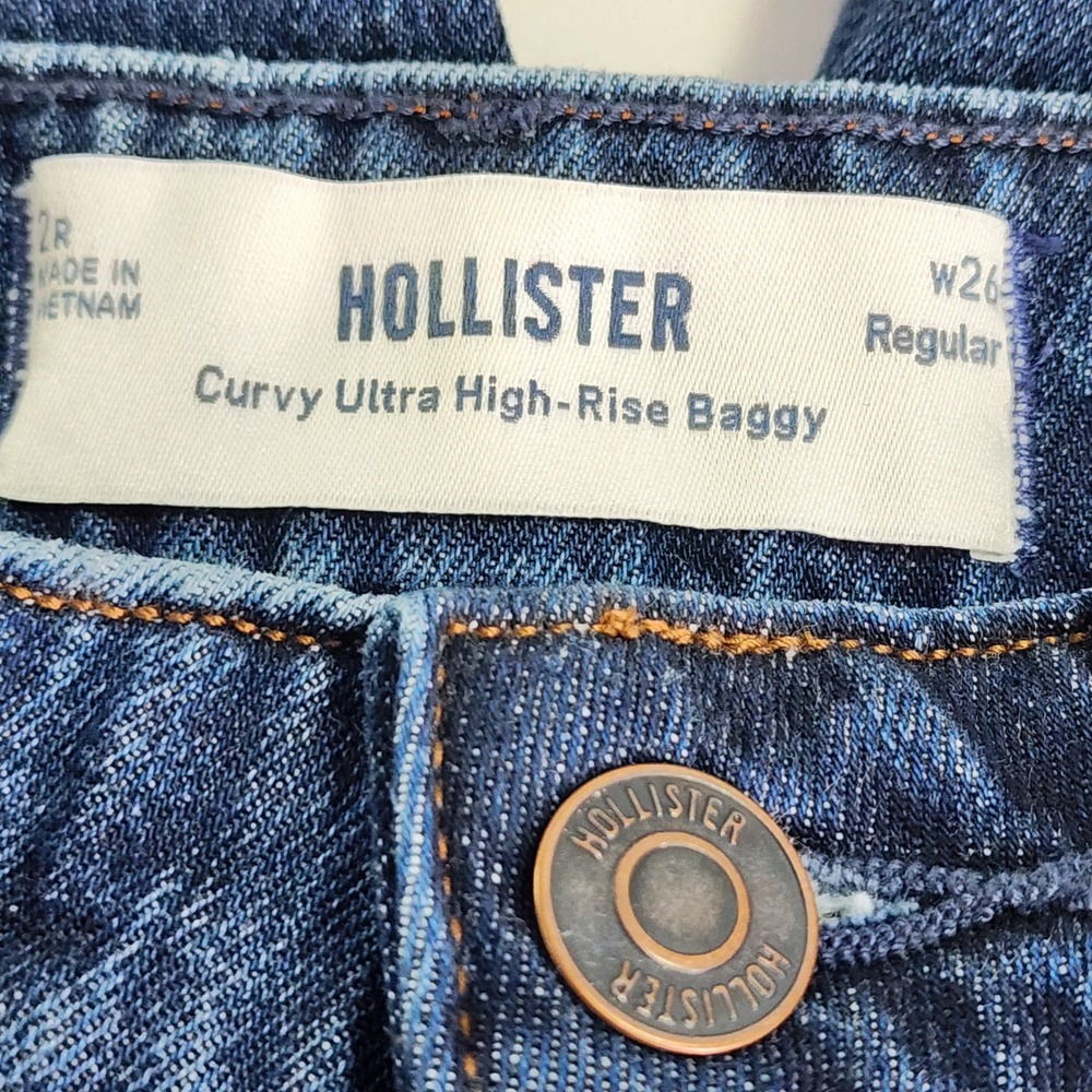 NWT Hollister Curvy Ultra High Rise Baggy Jeans Women w26 2R Wide Leg Streetwear - Picture 10 of 15